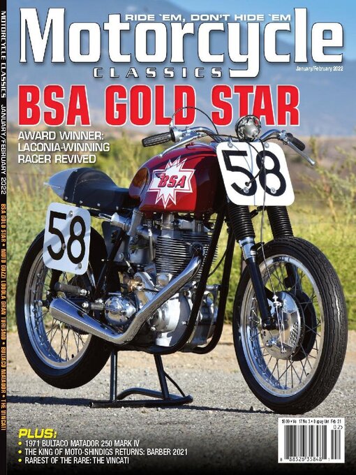 Cover image for Motorcycle Classics: January/February 2021